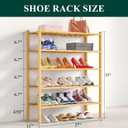 Smiry Shoe Rack, 5 Tier Bamboo Shoe Organizer, Stackable Free Standing Wooden Shoe Storage Shelf for Closet, Entryway, Front Door Entrance, Natural Bamboo