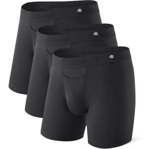 DAVID ARCHY Mens Boxer Briefs with Covered Waistband & Fly, Breathable Underwear, Moisture-Wicking, 3-Pack Large, Black