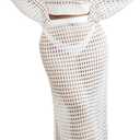 BEAUDRM Women's 2 Piece Plus Size Cover Up Sweater and Split Thigh Skirt Set Beach Swim Cover Up Outfit (White, XXXL)