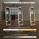 DUMOS Arched LED Mirror Full Length with Stand, 16"60" Full Body Wall Mirror with LED Lights 3 Color Lighting, Hanging or Leaning, Floor Standing, Modern Simple Home Wall Decor