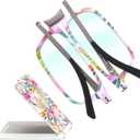 Missfive Modern Folding Reading Glasses For Women Men Blue Light Blocking, Anti UV,Eyestrain Fashion Pattern Print, Foldable Thin Lightweight Portable Readers Pocket Travel Eyewear,+1.75x,Flower