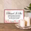 Pink Christian Wall Decor Inspirational Bible Verses Metal Tin Sign for Home Bedroom Office Wall Decor, Pink Room Decoration for Women, 8x12 Inches