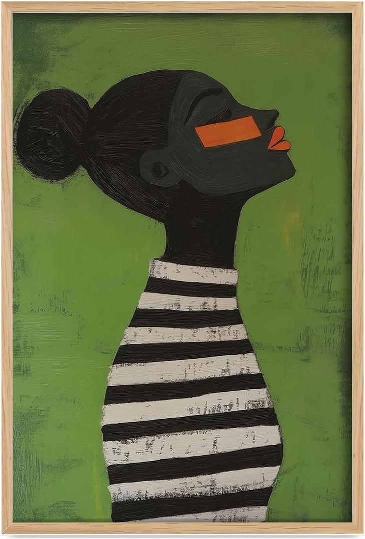 LXLSTORE Black People Aesthetic Posters Modern Portrait Wall Art Women wall art African Painting Pictures Decor Black Woman Print 16x24 Inch Unframed for Modern Home Living Room Bedroom