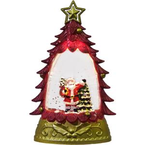 Christmas Snow Globe, Glitter Lighted Mini Christmas Tree Tabletop Decor-Santa Claus