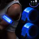 Simket LED Armband Rechargeable for Running(2 Pack), Running Lights for Runners, Running Lights, High Visibility Reflective Running Gear Adjustable Light Up Arm Bands for Men Women Kids (blue)