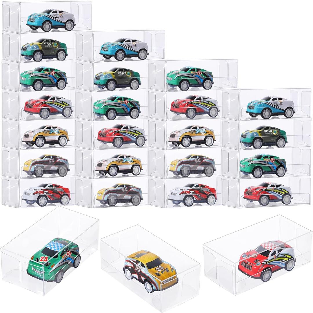 Yexiya 200 Pcs 1/64 Display Case for Model Car, 0.35mm Thick Clear Display Box Plastic Display Case Box Protector for Action Figures Toys Collectibles 1/64 Scale Model Car, 3.2 x 1.2 x 1.6 Inch
