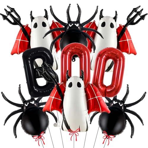 Wclliuchi Halloween Balloons Decorations, Red Boo Letter, Devil, Spider Foil Balloon for Halloween Party Decorations (Red)
