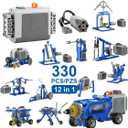 330Pcs Building Kit, 12 in 1 STEM Toys with Electric Power Motor for Kids, DIY Erector Set for Boys Girls, Technic Building Suit Creative Play Great Gift for Kids Age 6+