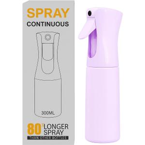 Continuous Mist Spray Bottle (purple 10oz/300ml) for Cleaning, Hairstyling, Gardening, Misting, and Skin Care spray bottle plastic water mist sprayer perfect for Barber.