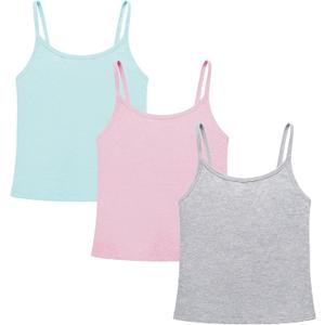 QBK Training Bras for Teens Girls from 6 7 8 9 10 12 Years Old Camisoles Bralette Bras with Shelf Bra (2/3/4Pack) (Blue Pink Grey)