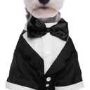 Kuoser Dog Tuxedo, Formal Dog Costume with Bow Tie Pet Wedding Suit Party Birthday Outfit, Dogs Tux Soft Shirt for Valentines Christmas Halloween Graduation Cosplay, Black, Small
