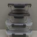 M MCIRCO [80 oz & 36 oz Extra Large Glass Food Storage/Baking Containers Set with Lids, 2 Pack 80 oz(10 cup)&2 Pack 36 oz (4.5 cup) Airtight Glass Container,Microwave,Oven,Freezer and Dishwasher (gray)