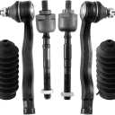BDFHYK 6pcs Front Inner & Outer Tie Rod Ends Kit w/Tie Rod Boot Compatible with 1997-2000 Acura EL 1996-2000 Honda Civic Replacement for EV367 ES3331 ES3332