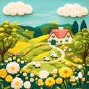 3 x Bgraamiens -Felted Farm Land-1000 Pieces Farm Land Puzzle for Adults,Whimsical Embroidery Art Design, Flowers Art Puzzle