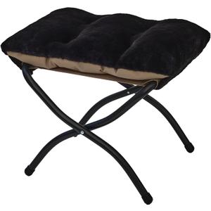 15"(H) Folding Ottoman, Foldable Footrest Stool, Portable Small Foot Stool for Couch, Collapsible Foot Rest Ottoman for Sofa, Accent Padded Ottomans for Living Room, Bedroom, Black