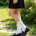 HONGTEYA Girls Socks Toddler Kids Ruffle Socks, School Uniform Dress Cotton Crew Socks for Girls 2-10 Years 6 Pairs (Blue)