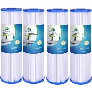 CFS  4 Pack Pleated Polyester Water Filter Cartridges Compatible with W34-PR, WC34-PR, WVC34, Pentek R30 Models  Remove Bad Taste & Odor  Replacement Filter Cartridge  5 Micron  9-3/4" x 2-5/8"