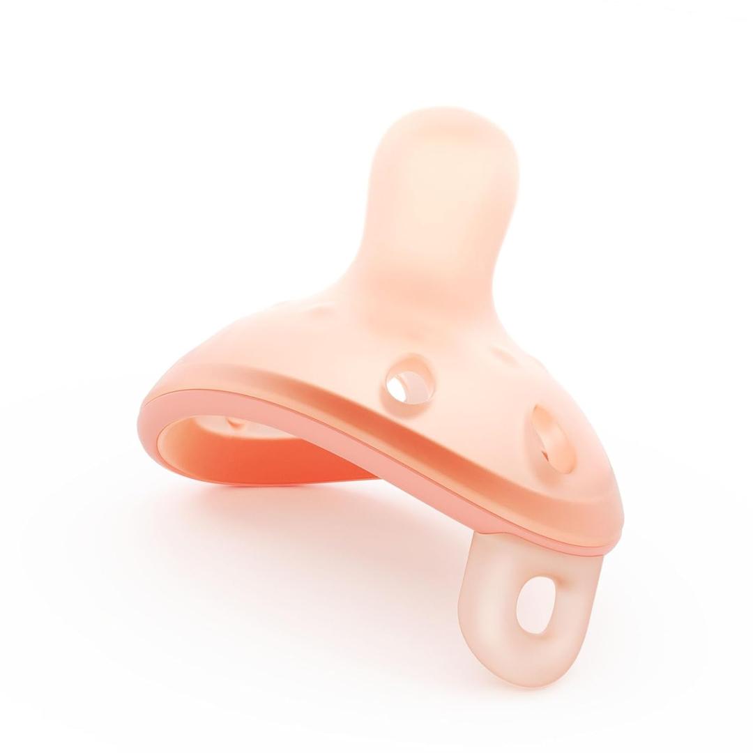 Garkoko Baby Pacifiers 06 Months, One-Piece Soft Silicone Breast-Like Pacifier for Newborn & Breastfed Babies, BPA-Free (1PC-Pacifier-Peach)