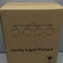 2025 Upgrade 4-Light Bathroom Light Fixtures, Black Bathroom Lights Over Mirror with Clear Glass Globe Shade, Vanity Lights for Bathroom Kitchen Living Room Hallway Cabinet Bedroom Porch