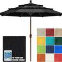 EliteShade USA 10-Year-Non-Fading 10ft 3-Tier Market Patio Umbrella, Commercial Grade Outdoor Table Umbrella with Crank Open, Windproof & UPF 50+ UV Protection, Heavy Duty Ventilation for Garden, Deck, Pool, Backyard, Beach & Bistro, Black