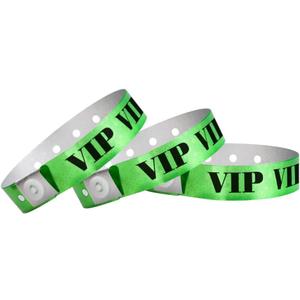 100 WristCo Holographic Green VIP Plastic Wristbands - Wristbands for Events