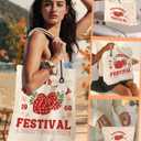 Aesthetic 2 Pack Canvas Tote Bag - with Makeup Pouch Bag for Women Reusable Grocery Bag for Gym, Travel, Work