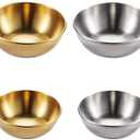12 Pack Stainless Steel Sauce Dishes, Gold Mini Saucers Bowl Round Seasoning Dishes Sushi Dipping Bowl Appetizer Plates, 3.15inch