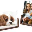 Mixoo 4x6 Wood Photo Picture Frame 2 Pack - Rustic Wooden Picture Frame with Walnut Wood Base and High Definition Break Free Acrylic Covers for Tabletop or Desktop Display (Horizontal + Vertical)