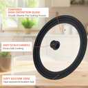 13-14-15 in Universal Lid for Oversized Pots, Pans and Skillets, Extra Large Pot Lid Tempered Glass Lid with Heat-Resistant Silicone Edge, Cookware Lids, Replacement Frying Pan Cover, Black