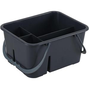 4 Compartment Plastic Utility Tote Caddy, Cleaning Caddy Basket with Handle, Grey