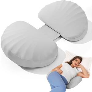Pregnancy Pillow for Sleeping Memory Foam Pillow for Side Sleeper, Maternity Pillow Support for Back, Belly, HIPS for Pregnant Women, Portable and Adjustable Travel Wedge Pillow (CoolingSilk Grey)