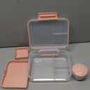 Finorder Light Pink Portable Bento Lunch Box with Handle, BPA Free Snack Food Container for Picnic Work, 43-oz Food Grade Lunch Bento Box with 5-oz Yogurt Cup