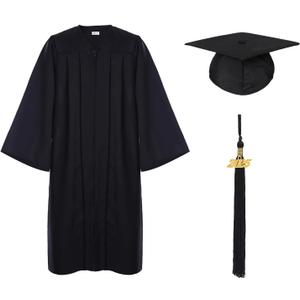 Unisex Adult Matte Graduation Cap and Gown Tassel Set (48''FF(5'3''-5'5''), Black)