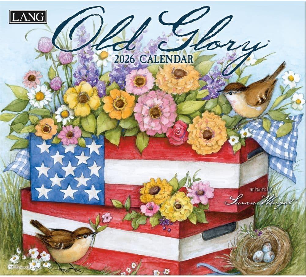 Lang Old Glory 2026 Wall Calendar  12-Month Calendar with Stapled Binding, Linen-Embossed Patriotic Artwork by Susan Winget, 13.4"  12"