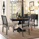 SearchI Stretch Dining Chair Seat Covers Set of 4, Soft Removable Washable Seat Covers for Dining Chairs, Dining Room Seat Cover Protector (Rear-Covered, Check Jacquard Khaki)