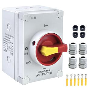 UL Listed 20Amp AC Disconnect Switch 4-Pole AC 800V IP66 Waterproof Isolation PV On Off Rotary Switch Ac Disconnect Box Outdoor Breaker Power Off
