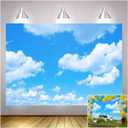 Blue Sky White Clouds Theme Photography Backdrops 7x5ft Clear Sky Kids Birthday Party Banner Newborn Baby Shower Photo Background Wedding Party Decor Studio Props Vinyl