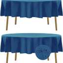 Fokitut 2 Pack Waterproof Round Tablecloth, 90 Inch, Stain Resistant and Wrinkle Polyester Table Cloth, Fabric Table Cover for Kitchen Dining, Wedding, Party, Holiday Dinner-Mediterranean Blue