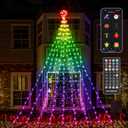 16.4FT Smart RGB Christmas Waterfall Lights with Star, APP & Remote Control, DIY Custom Light Show & Music Sync, Timer, 245 LEDs Color Changing Outdoor Decor for Xmas, Yard, Party