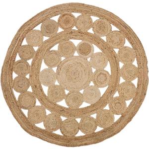 Indian Hand Braided Round Jute Rug (3X3 Feet)