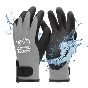 toolant 100% Waterproof Gloves for Men and Women, Winter Work Gloves for Cold Weather, Touchsreen, Thermal Gloves for Freezer Work, Fishing and Gardening, With Grip, Grey, X-Large