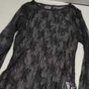 Women's Mesh Long Sleeve Tops Crew Neck Sexy See Through Tee Shirts Party Club Night Lace Blouse (Black, XL)