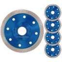 Diamond Blade, 5pcs 4 inch Super Thin Dry Wet X-Teeth 65MN Diamond Circular Saw Blades Disc for 7/8 inch Arbor Angle Grinder Cutting Tile, Concrete, Porcelain, Granite, Ceramic, Marble (Blue)