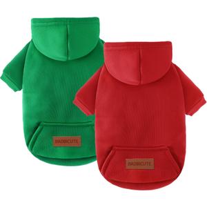 2 Pack Dog Hoodie Warm Hood Dog Sweater Cold Weather Small Dogs Sweatshirt Comfort Pet Clothes for Small Medium Dogs with Pockets Cats Chihuahua Clothes for Male Female Girl Boy Sporty Daily Wear