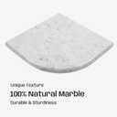 Marble Corner Shower Shelf, 9 Inch Big Carrara White Marble Corner Shelf for Bathroom Shower Decor, Wall Mounted, Polished, 1 Pcs, 9"x9"-c
