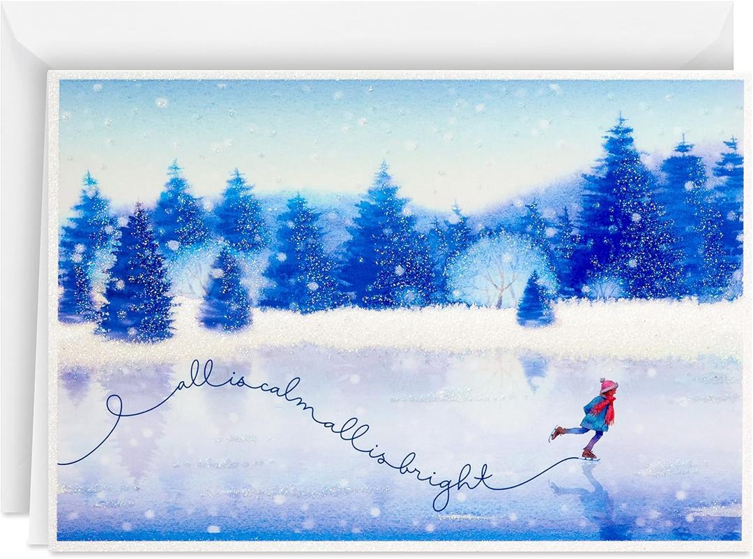 Hallmark Boxed Holiday Cards, Ice Skating (40 Cards with Envelopes)