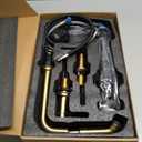 KENES Brushed Gold Pull Down Bathroom Faucet, 8 Inch 2 Handle Widespread Bathroom Faucet 3 Hole with Pull Out Sprayer, Bathroom Sink Faucet with Pop Up Drain & Supply Lines LJ-9058A-4