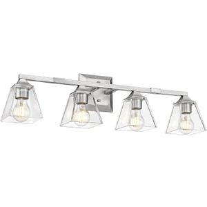 Brushed Nickel Bathroom Vanity Light, HWH 4-Light Vanity Light Fixture Modern Vanity Wall Sconce Lamp Over Mirror with Square Glass Shade, 5HY68B-4W BN