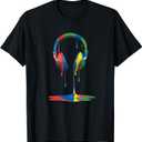 Gamer Headphones Paint Drip Music Lover T-Shirt L