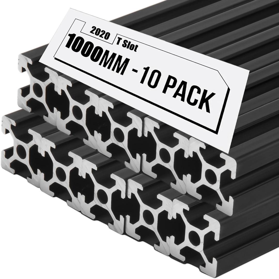 10PCS 39.4inch 2020 Aluminum Extrusion,T Slot Extruded Aluminum Rail, European Standard Anodized Black Linear Rail, for 3D Printer Laser Engraving Machine CNC Workbench DIY (1000MM, 10)